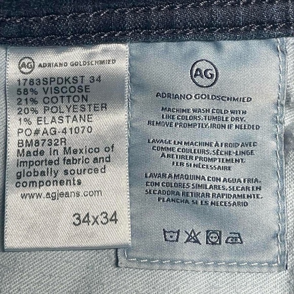 AG Adriano Goldschmied The Tellis Modern Slim Men’s Jeans Size W34 L32 Dark Blue - Picture 7 of 7